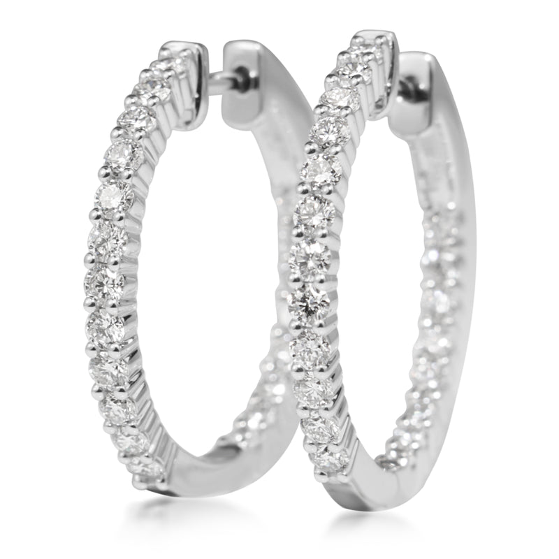 18ct White Gold 1.45ct Diamond Hoop Earrings