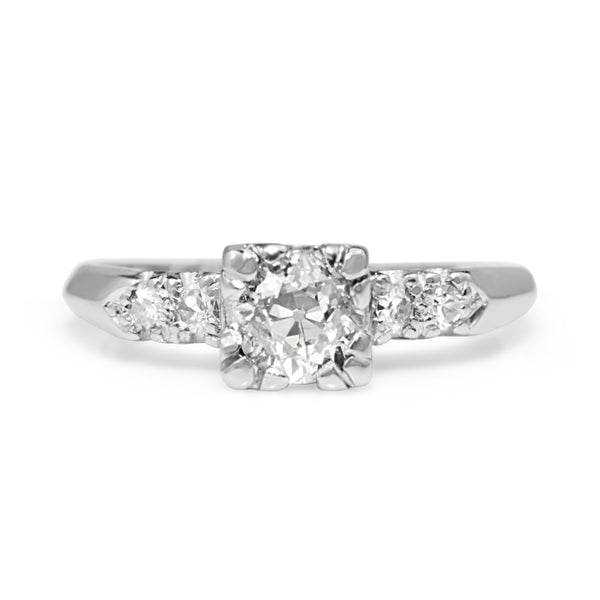 Platinum Vintage Old Cut Diamond Ring