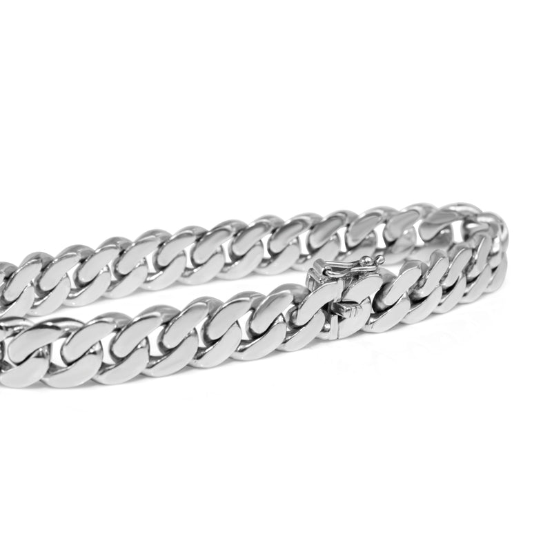 9ct White Gold Estate Flat Curb Link Bracelet