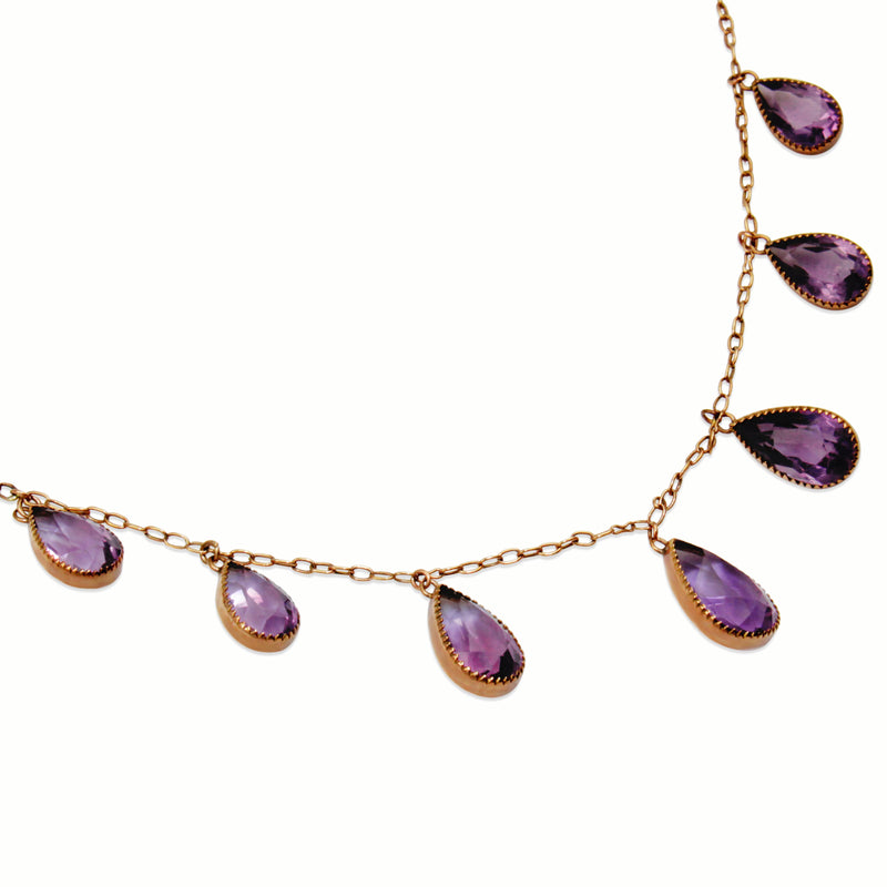 9ct Rose Gold Antique Amethyst Collier Necklace