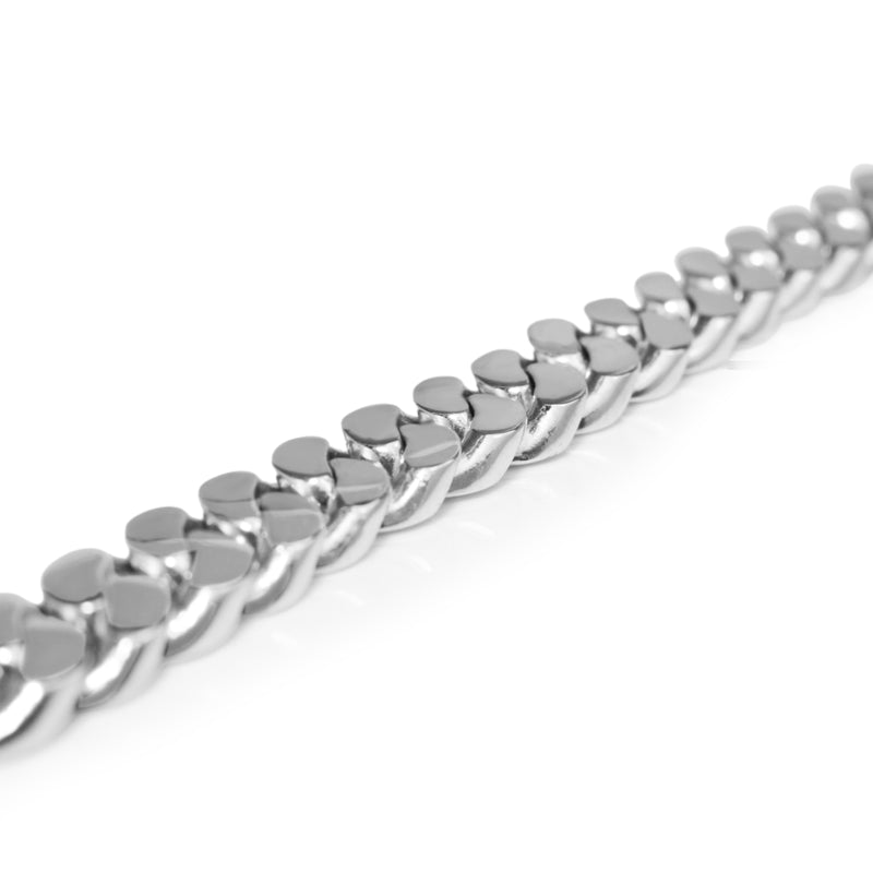 9ct White Gold Estate Flat Curb Link Bracelet