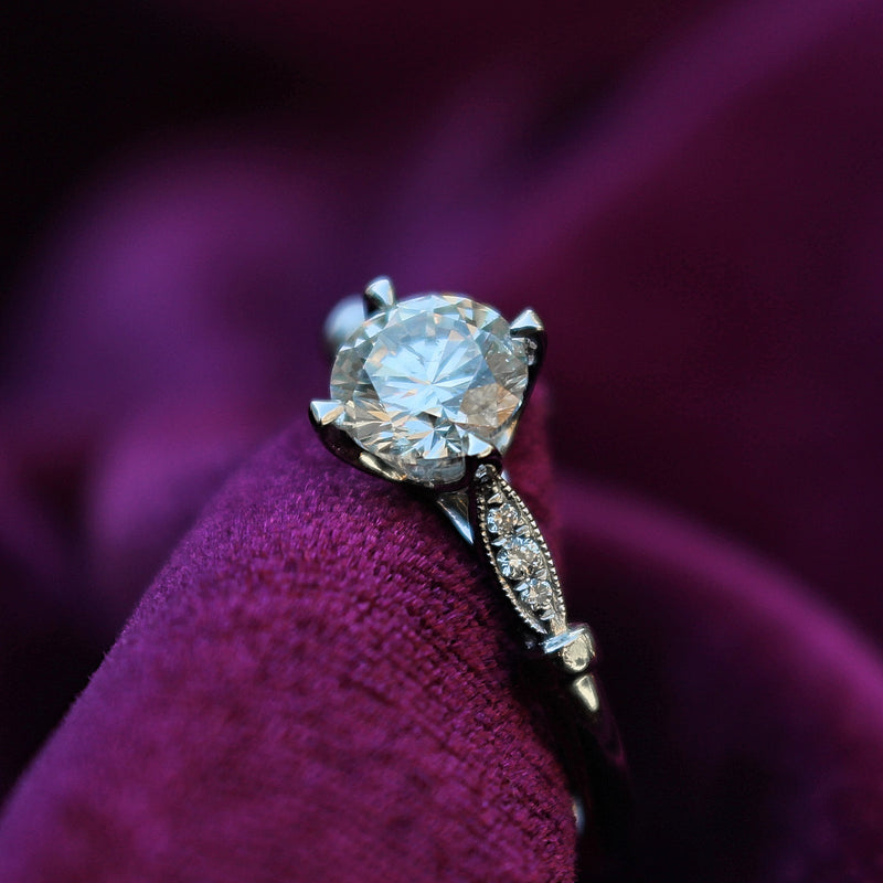 Platinum Vintage Style Diamond Solitaire Ring