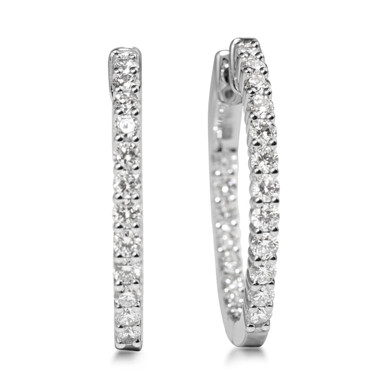 18ct White Gold 1.45ct Diamond Hoop Earrings