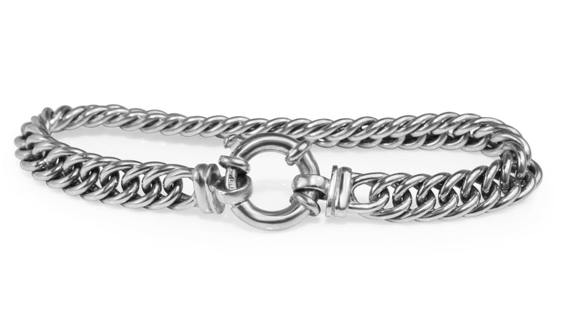 9ct White Gold Double Curb Link Bracelet