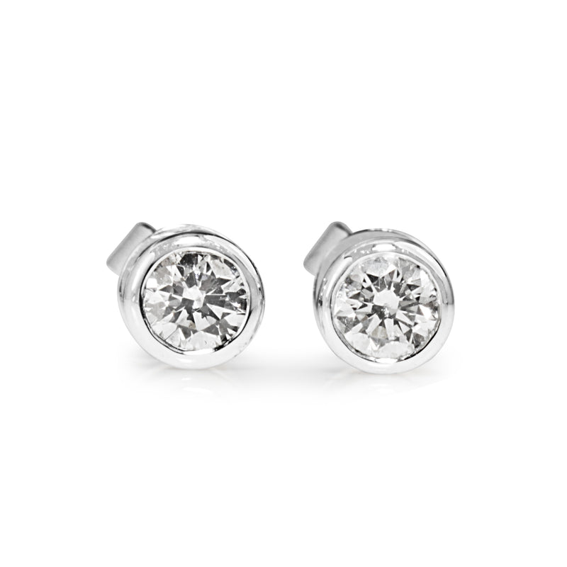 9ct White Gold .40pt Bezel Diamond Stud Earrings