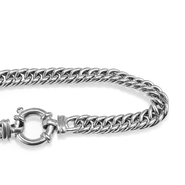 9ct White Gold Double Curb Link Bracelet