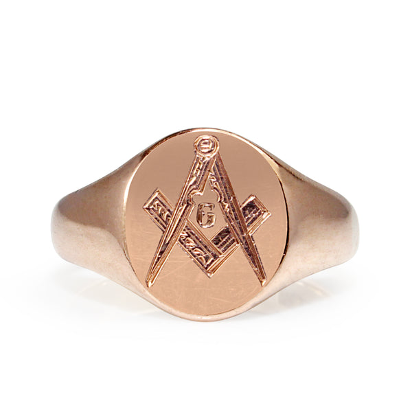9ct Rose Gold Masonic Vintage Signet Ring