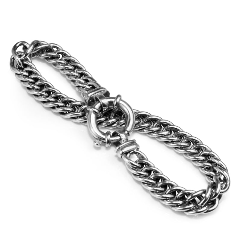 9ct White Gold Double Curb Link Bracelet
