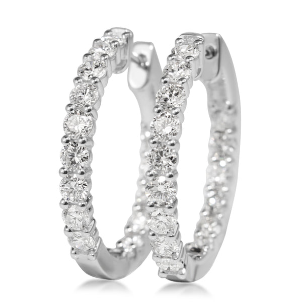 18ct White Gold 2.60ct Diamond Hoop Earrings