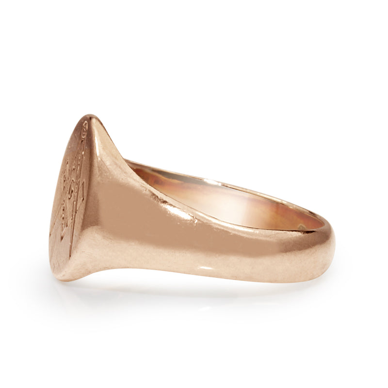 9ct Rose Gold Masonic Vintage Signet Ring