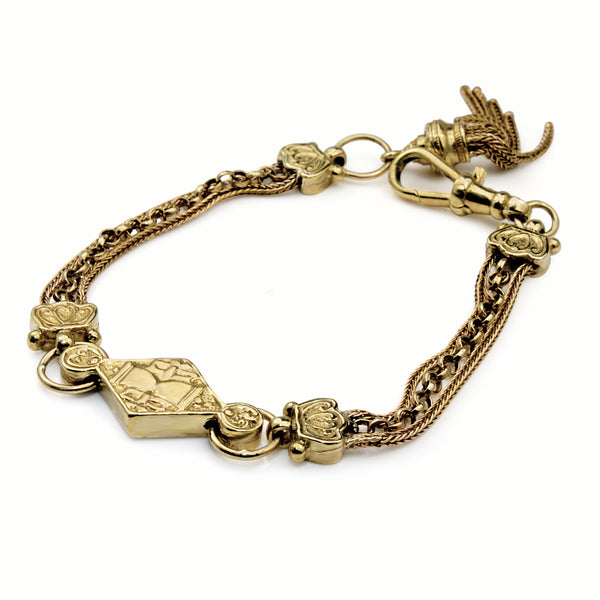 9ct Yellow Gold Antique Albertina Bracelet