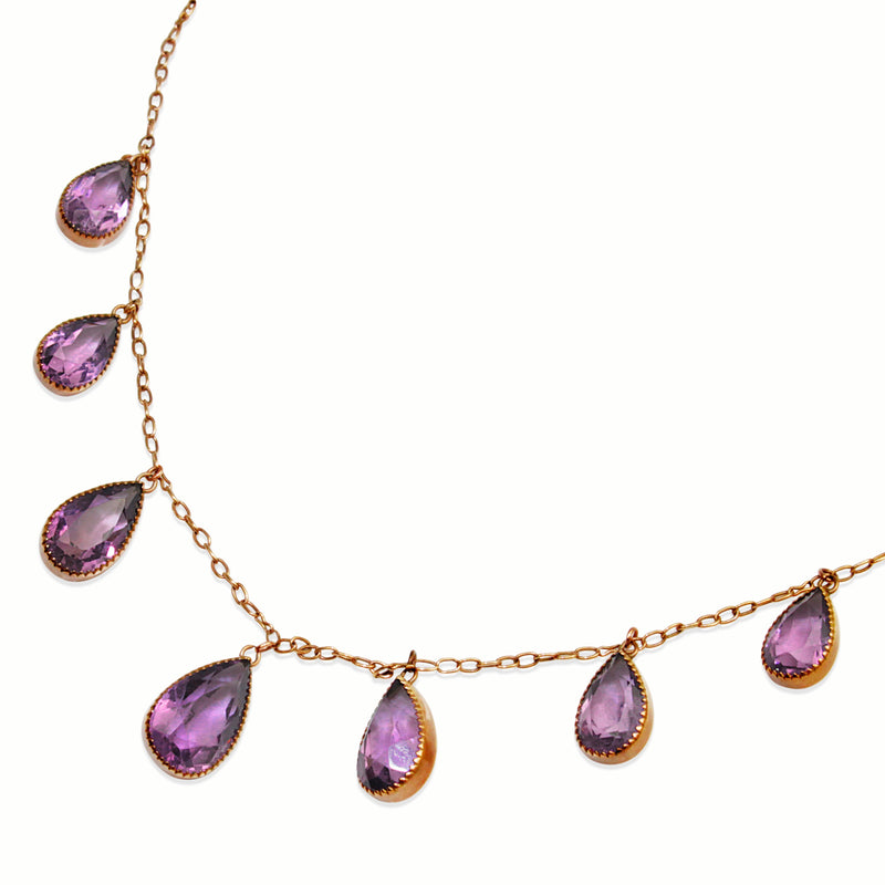 9ct Rose Gold Antique Amethyst Collier Necklace