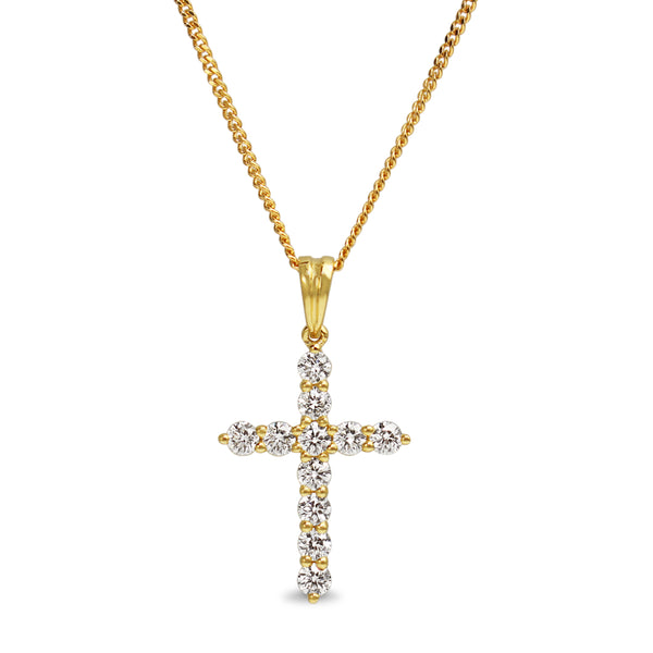 18ct Yellow Gold Diamond Cross Necklace