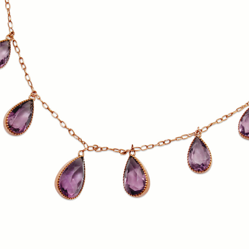 9ct Rose Gold Antique Amethyst Collier Necklace
