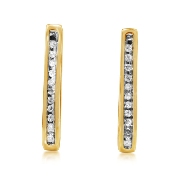 9ct Yellow Gold Diamond Hoop Earrings