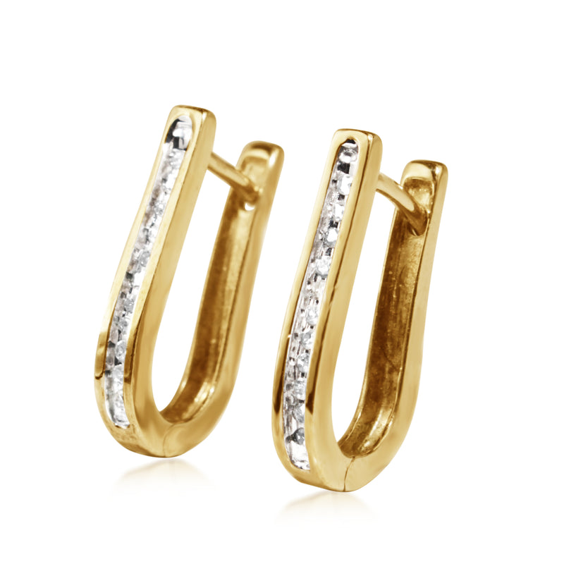 9ct Yellow Gold Diamond Hoop Earrings