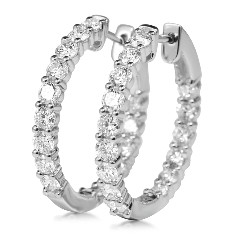 18ct White Gold 2.60ct Diamond Hoop Earrings