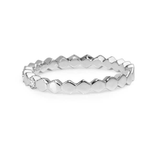 9ct White Gold Diamond 'Honeycomb' Ring