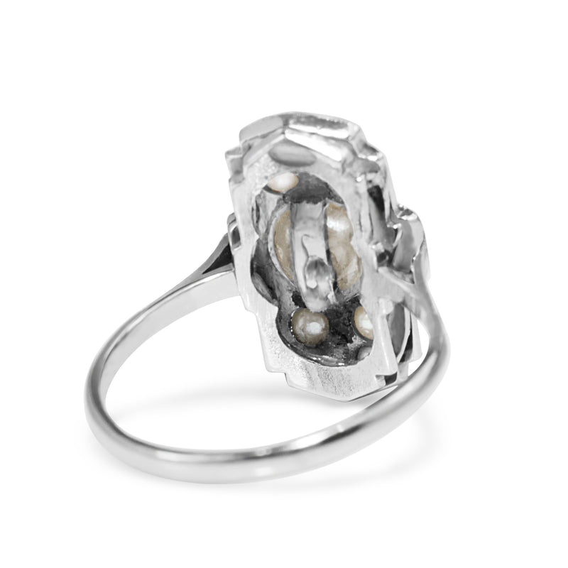 Platinum Art Deco Pearl Ring