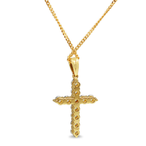 18ct Yellow Gold Diamond Cross Necklace