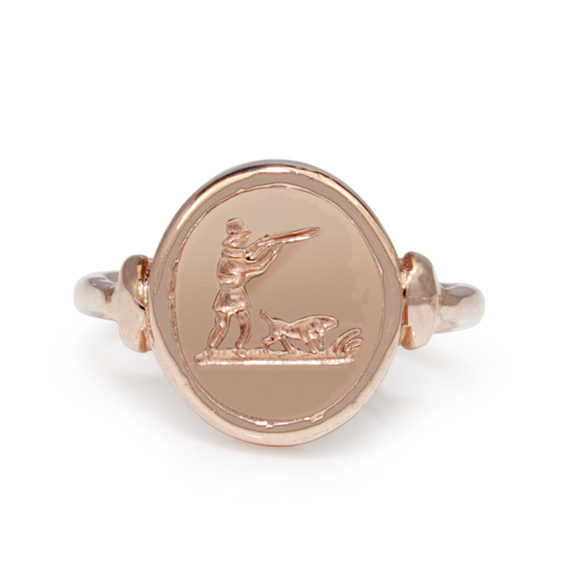 9ct Rose Gold Hunting Signet Ring