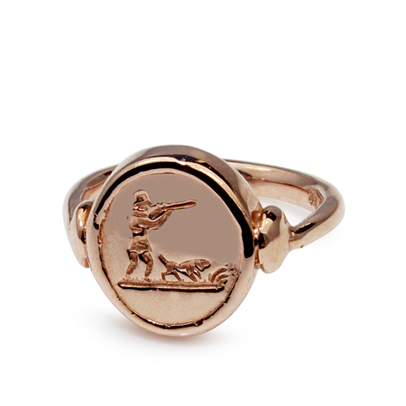 9ct Rose Gold Hunting Signet Ring