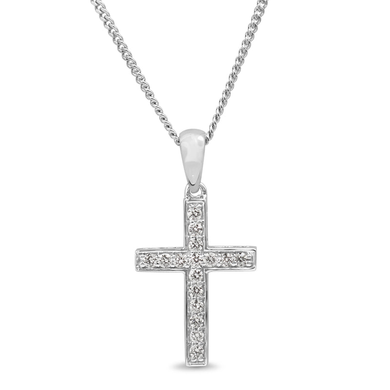 18ct White Gold Diamond Cross Necklace