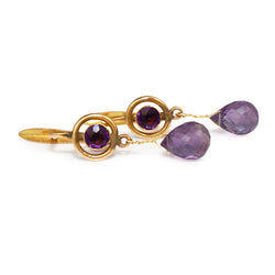 14ct Yellow Gold Amethyst Drop Earrings