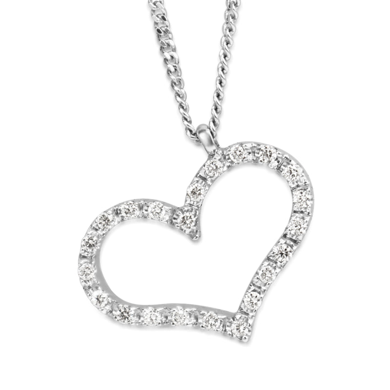 14ct White Gold Diamond Heart Pendant