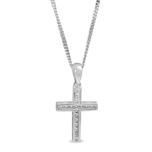 18ct White Gold Diamond Cross Necklace