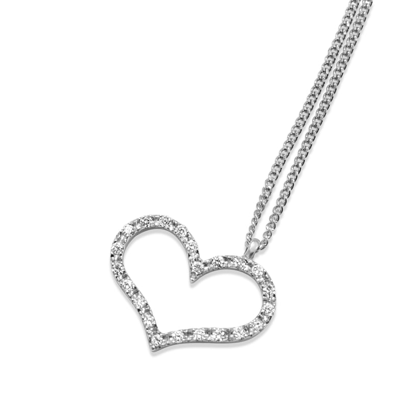 14ct White Gold Diamond Heart Pendant