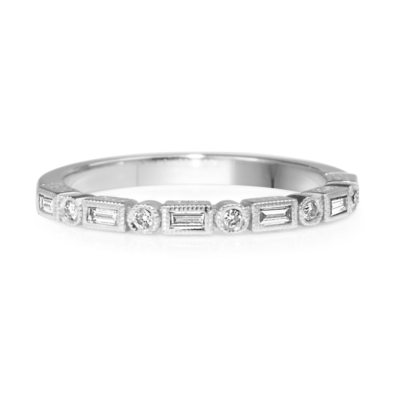 18ct White Gold Deco Style Fine Diamond Band