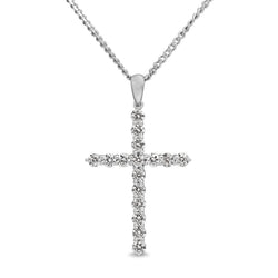 18ct White Gold Diamond Cross Necklace