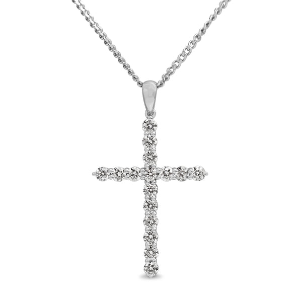 18ct White Gold Diamond Cross Necklace