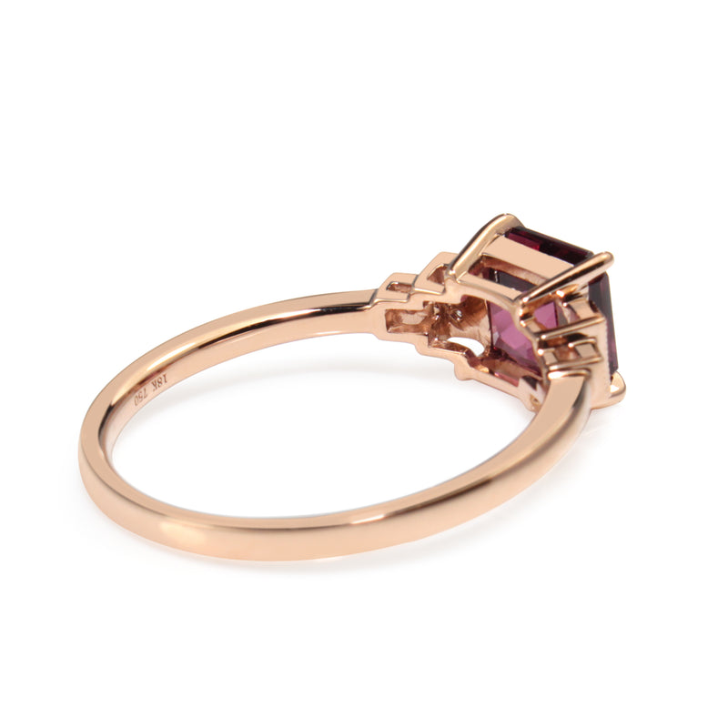 18ct Rose Gold Rhodolite Garnet Diamond Ring