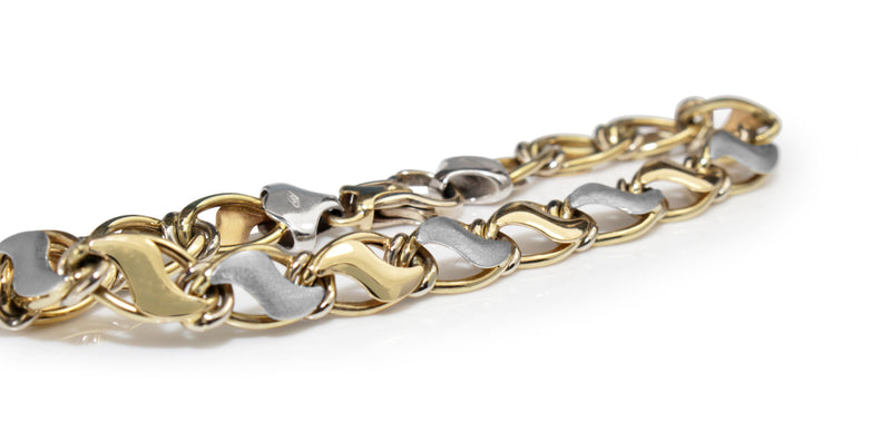 14ct Yellow and White Gold Fancy Link Bracelet
