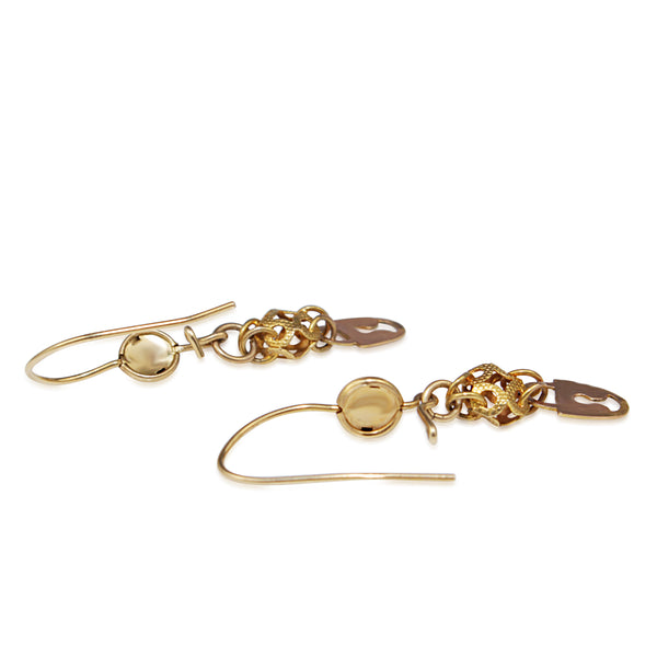 14ct Yellow Gold Vintage Drop Padlock Earrings