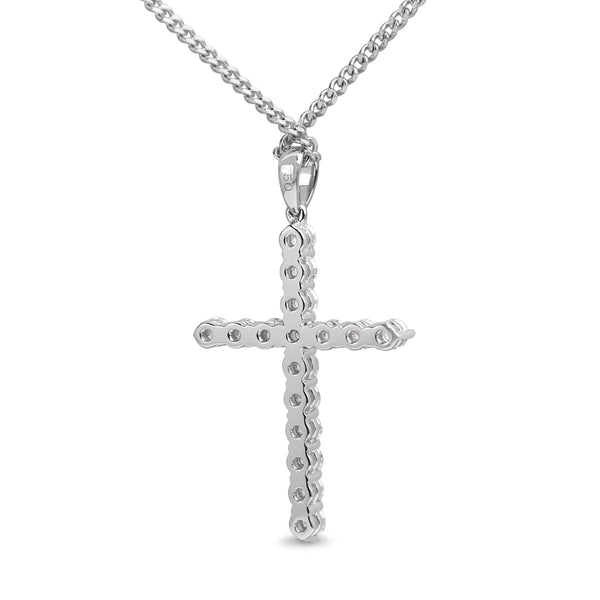 18ct White Gold Diamond Cross Necklace