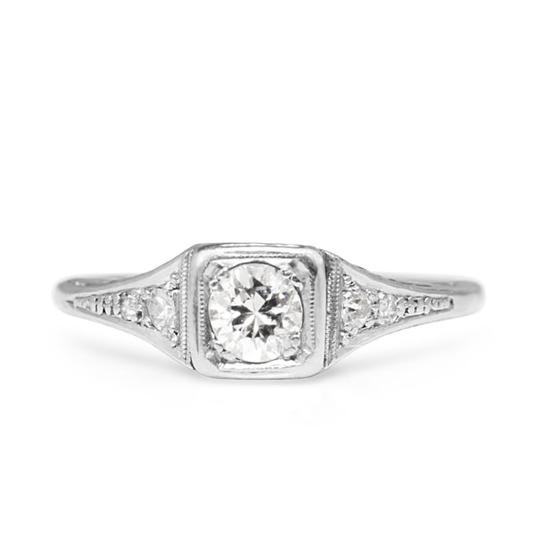 Platinum Art Deco Old Cut Diamond Solitaire Ring