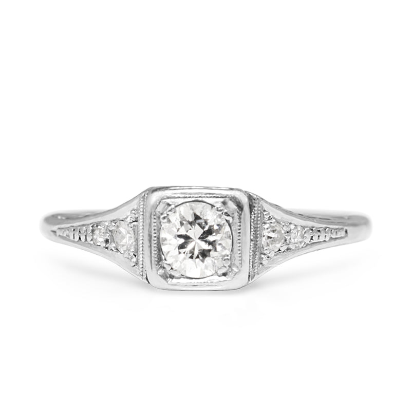Platinum Art Deco Old Cut Diamond Solitaire Ring