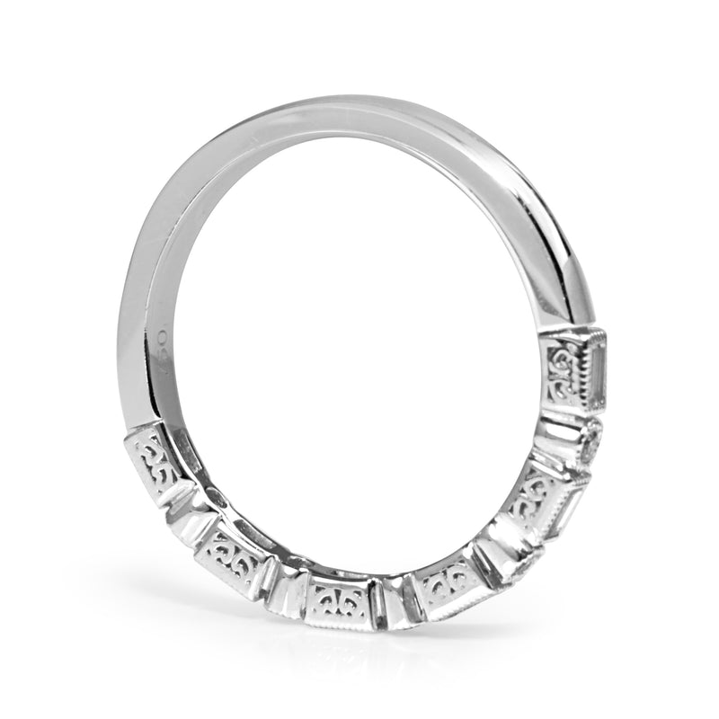 18ct White Gold Deco Style Fine Diamond Band