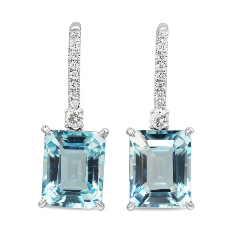 14ct White Gold Topaz and Diamond Drop Earrings