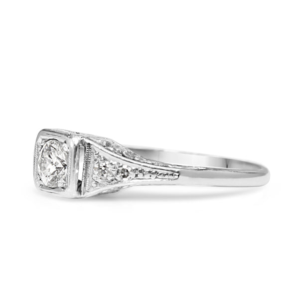 Platinum Art Deco Old Cut Diamond Solitaire Ring