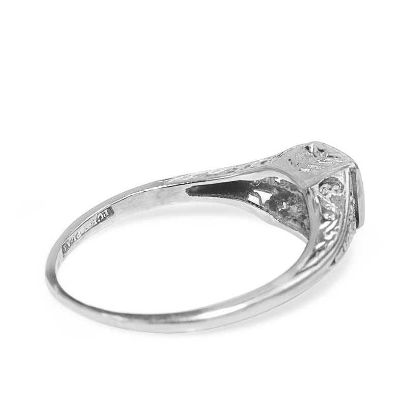 Platinum Art Deco Old Cut Diamond Solitaire Ring