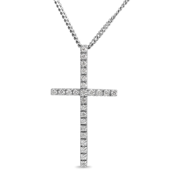 18ct White Gold Diamond Cross Necklace