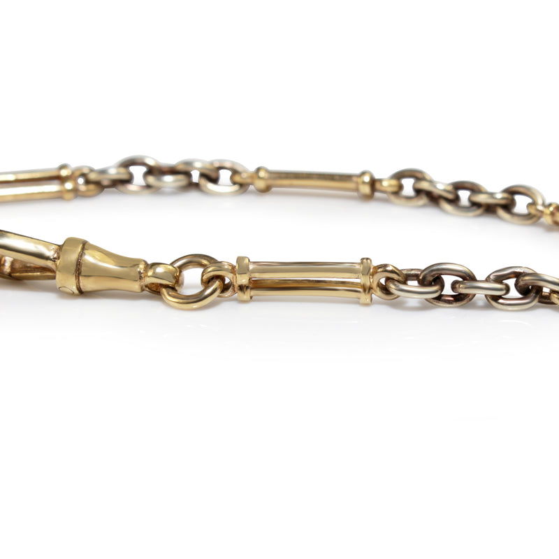 9ct Yellow and White Gold Fob Style Bracelet
