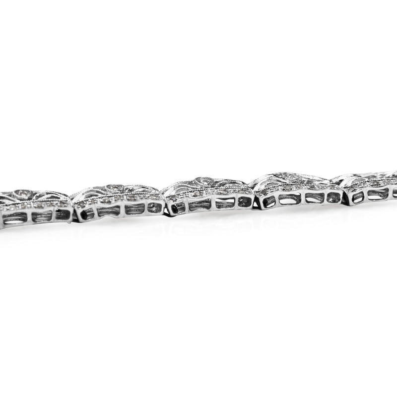 14ct White Gold Deco Style Diamond Bracelet