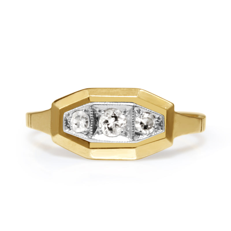 18ct Yellow and White Gold Art Deco Diamond Ring