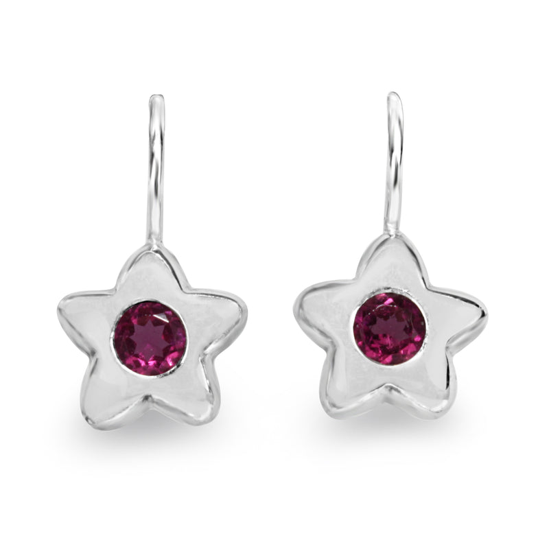 9ct White Gold Pink Sapphire Star Earrings