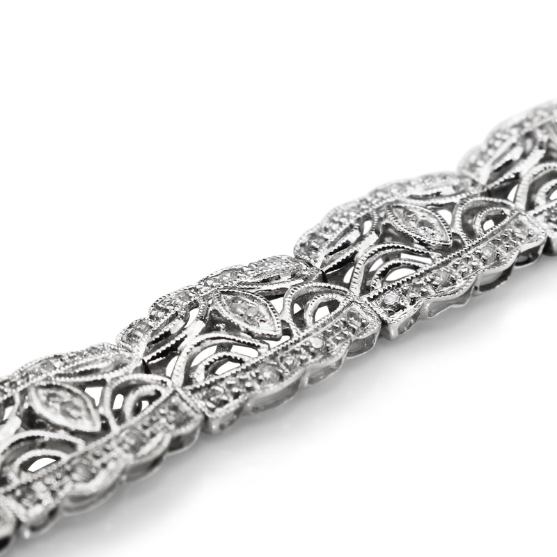 14ct White Gold Deco Style Diamond Bracelet